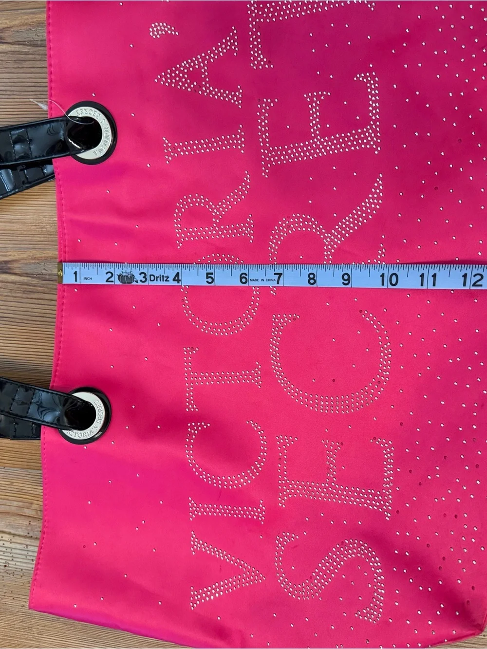 Victoria's Secret Hot Pink Tote with Black Patent Handles and Crystal Logo